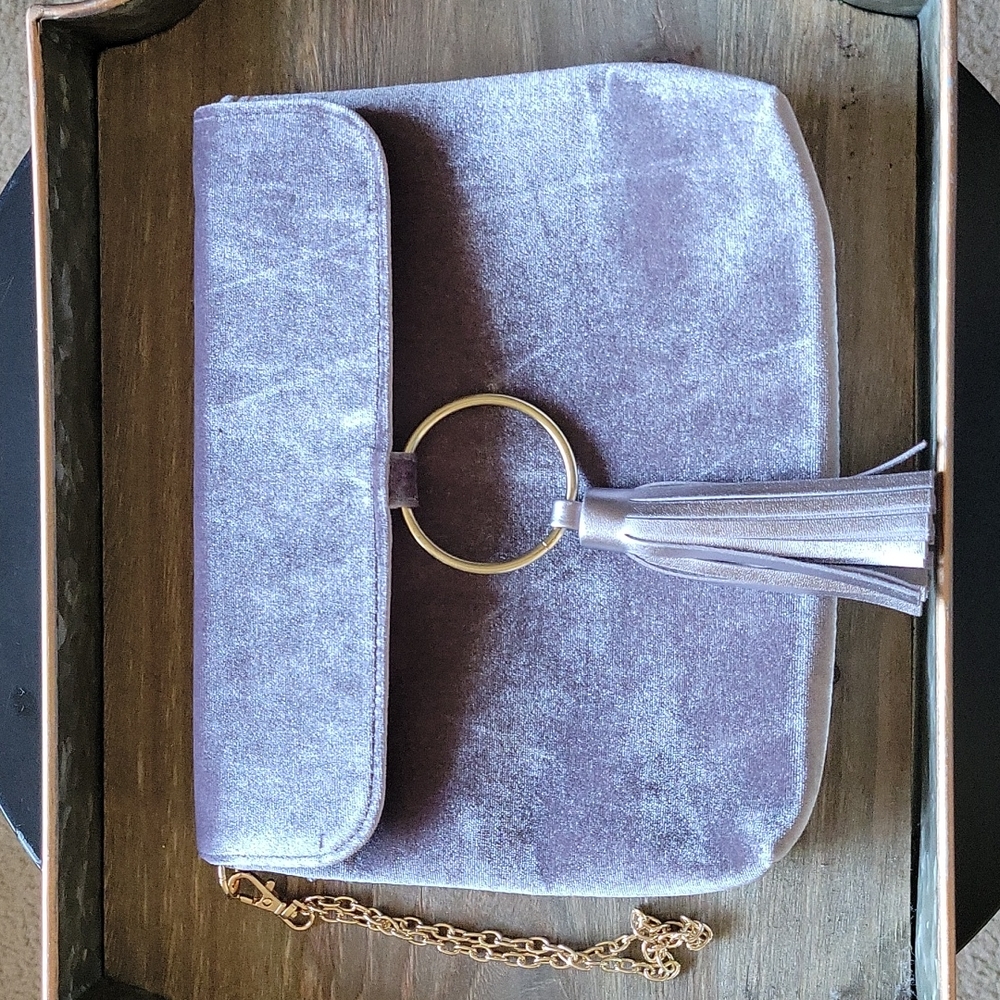 Lavender velvet clutch